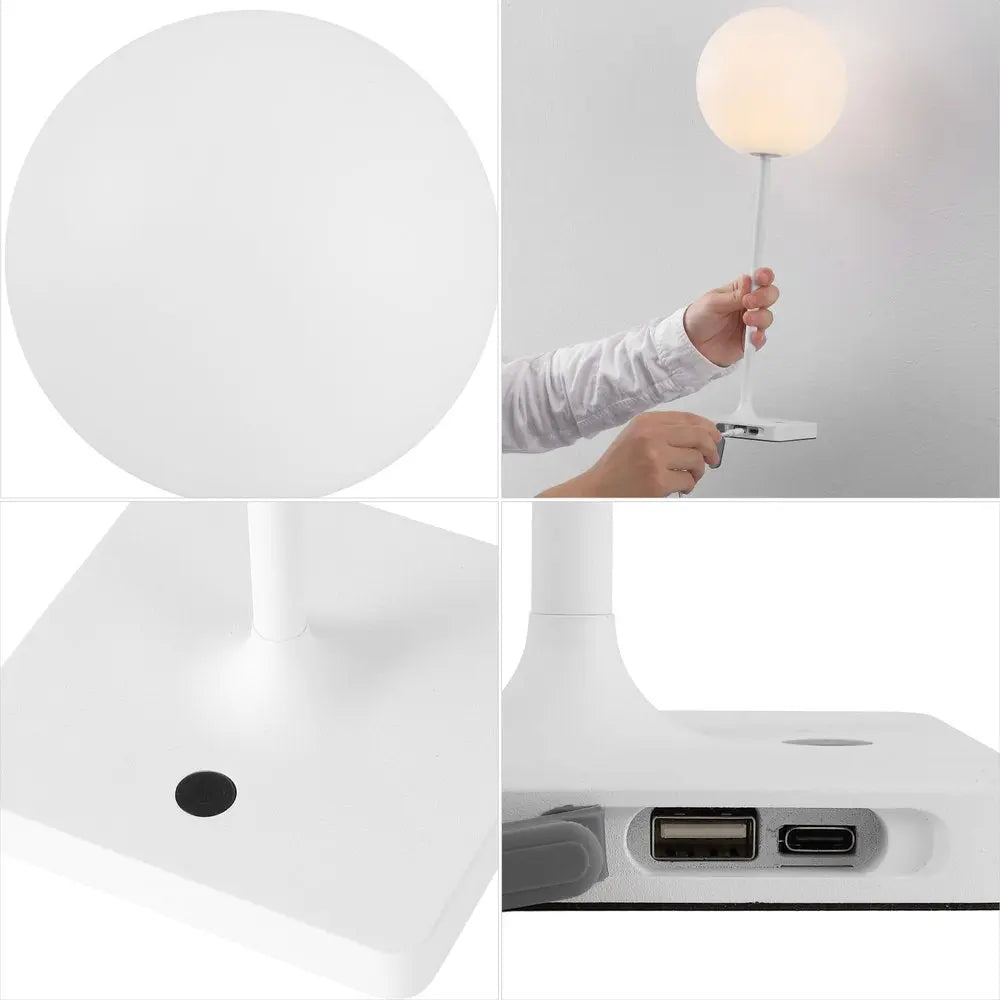 Set of Two 18" White USB Table Lamps LED HomeRoots