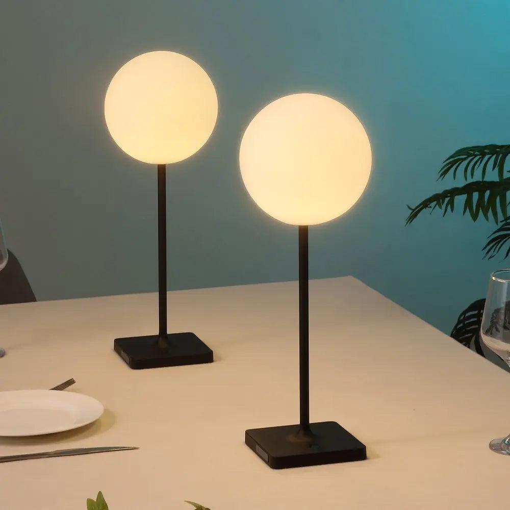 Set of Two 18" Black USB Table Lamps LED HomeRoots