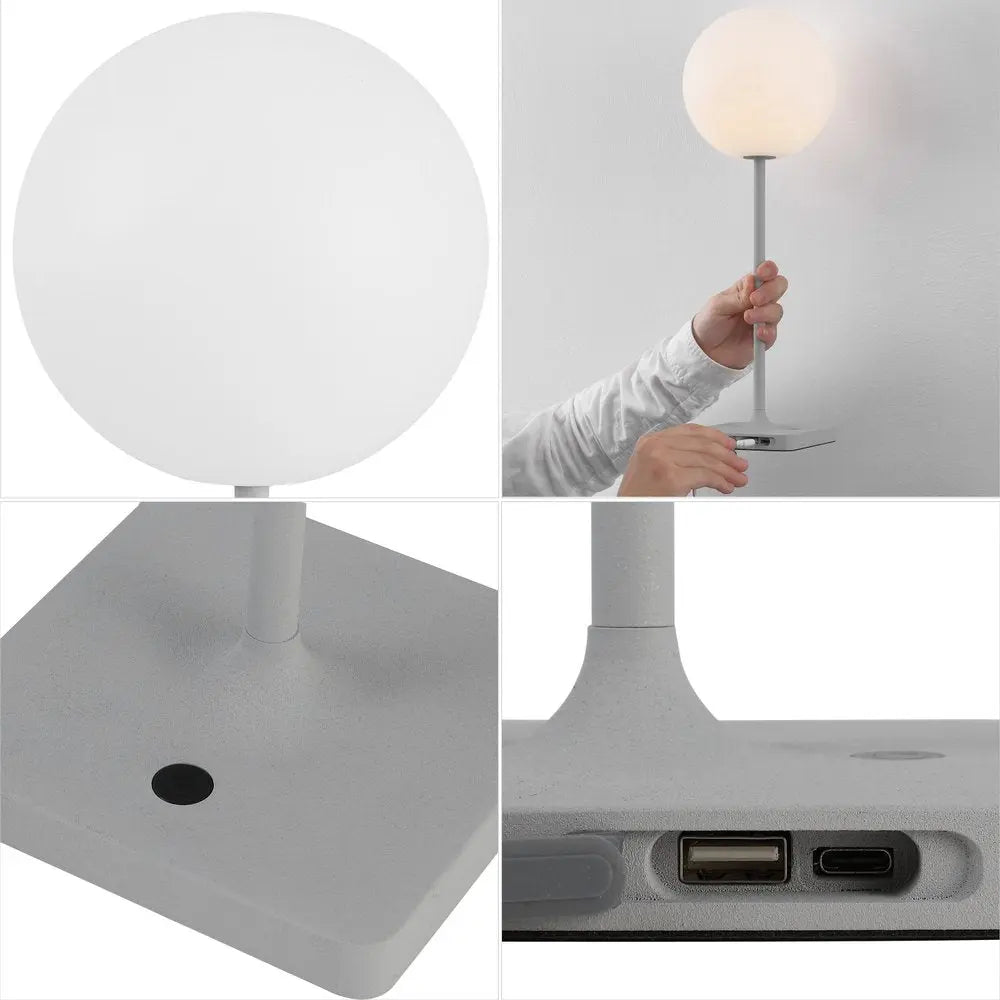 Set of Two 18" Gray USB Table Lamps LED HomeRoots