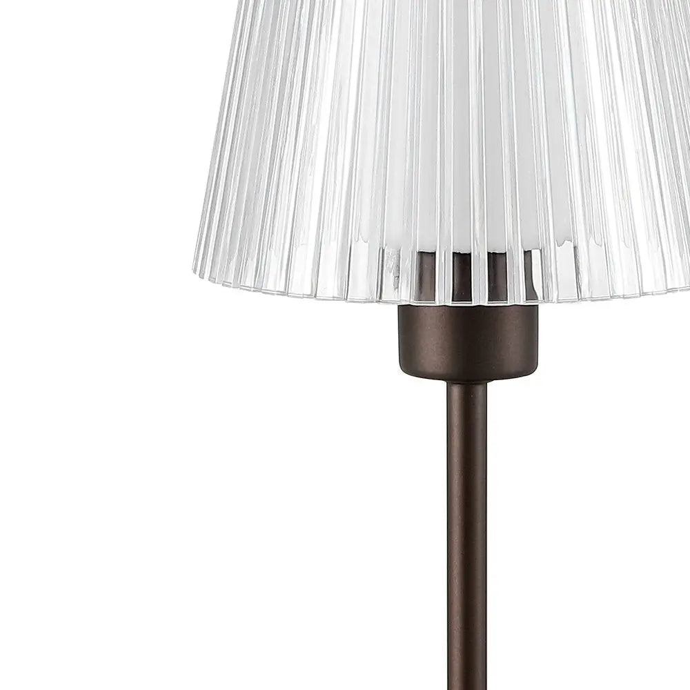 13" Antiqued Bronze USB Table Lamp LED With Empire Shade HomeRoots