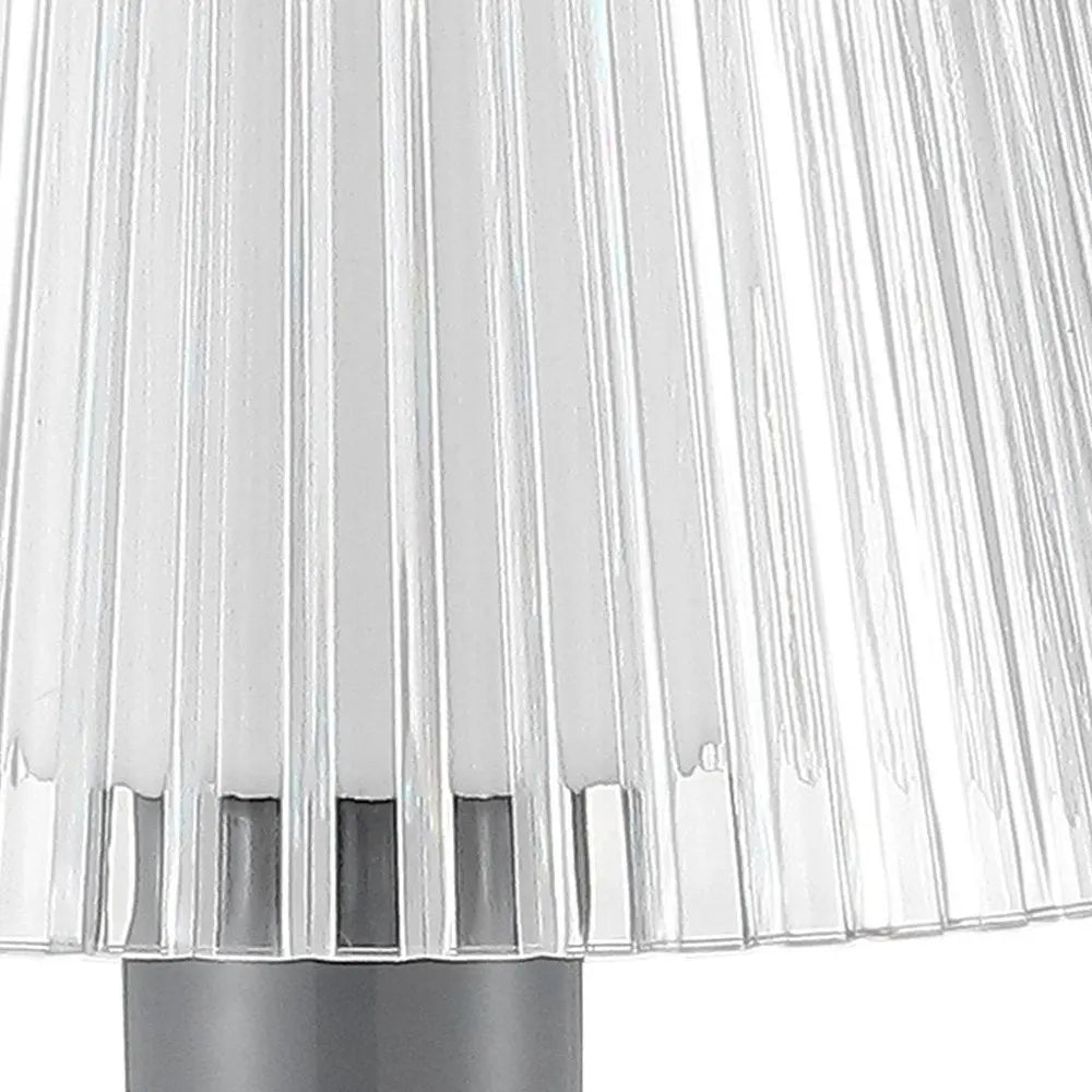 13" Gray USB Table Lamp LED With Empire Shade HomeRoots