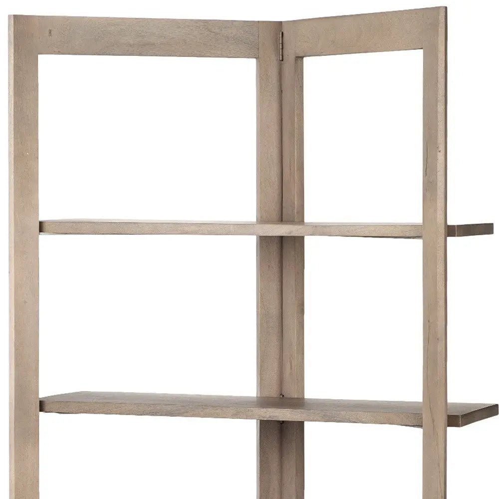 72" Brown Solid Wood and Wood Four Tier Bookcase - NOBLE HOME INTERIORS