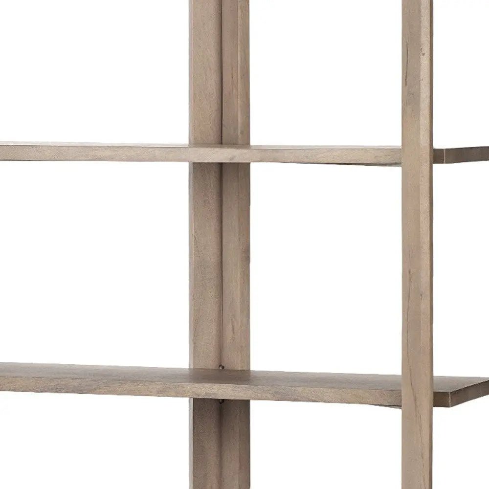 72" Brown Solid Wood and Wood Four Tier Bookcase - NOBLE HOME INTERIORS