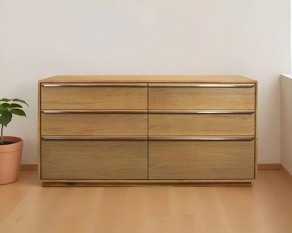 72" Brown Solid Wood Six Drawer Double Dresser - NOBLE HOME INTERIORS