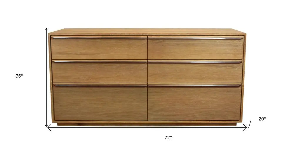 72" Brown Solid Wood Six Drawer Double Dresser - NOBLE HOME INTERIORS