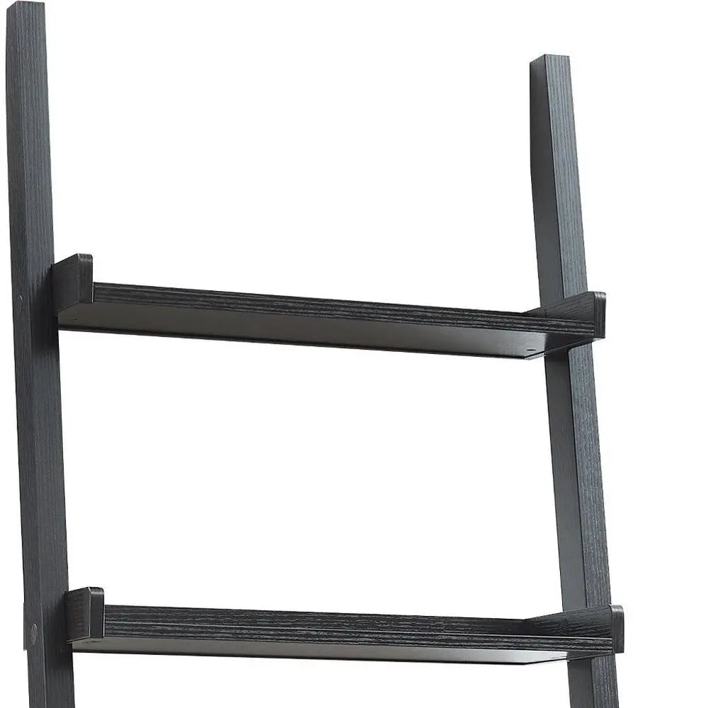 72" Espresso Wood Five Tier Ladder Bookcase - NOBLE HOME INTERIORS
