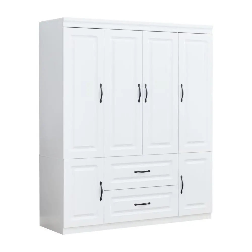 72" White Six Door Two Drawer Combo Dresser - NOBLE HOME INTERIORS