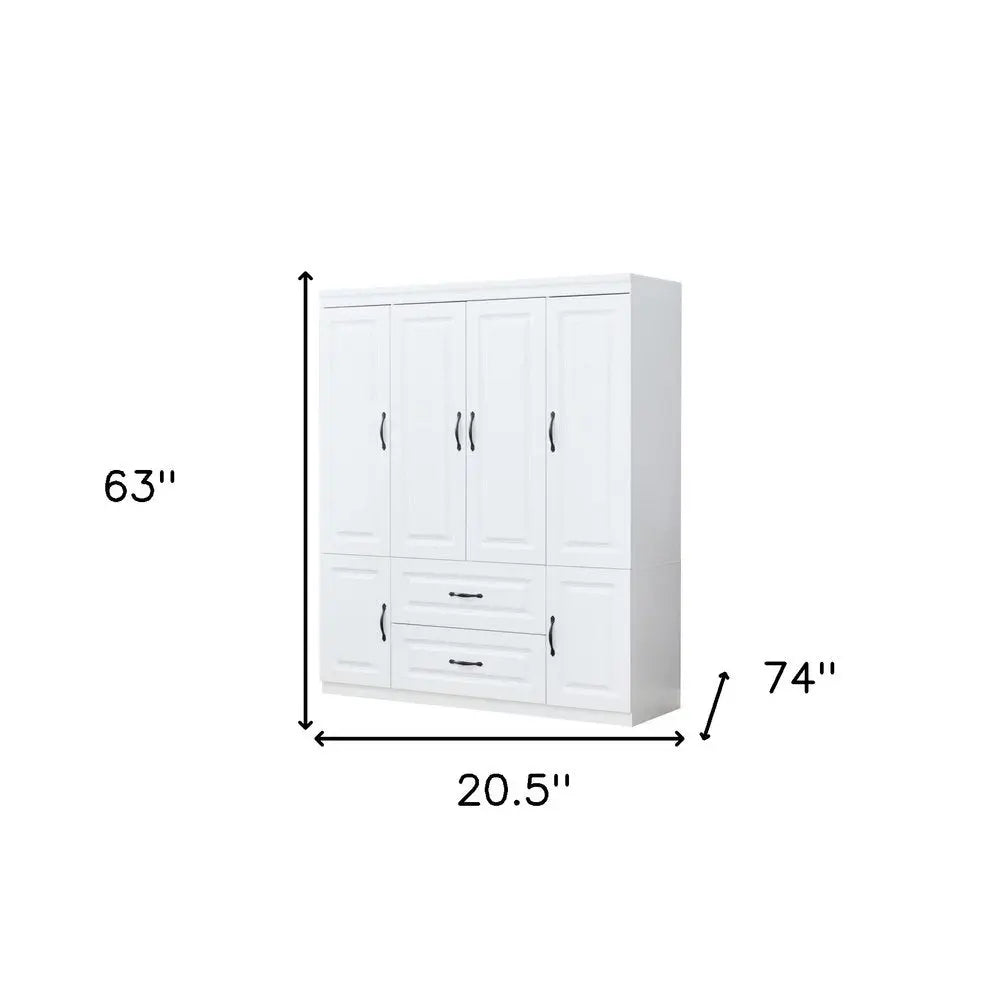 72" White Six Door Two Drawer Combo Dresser - NOBLE HOME INTERIORS