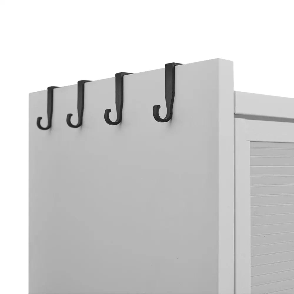 73" White Stainless Steel Textured Door Dining Hutch With Two Doors - NOVA HOME FURNITURE