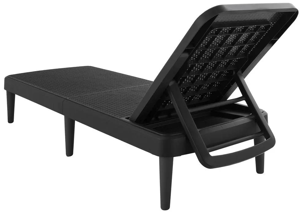 75" Black Heavy Duty Plastic Outdoor Stacking Chaise Lounge - NOBLE HOME INTERIORS