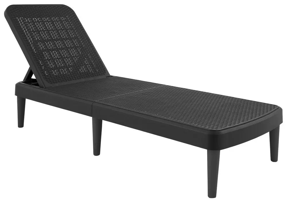 75" Black Heavy Duty Plastic Outdoor Stacking Chaise Lounge - NOBLE HOME INTERIORS