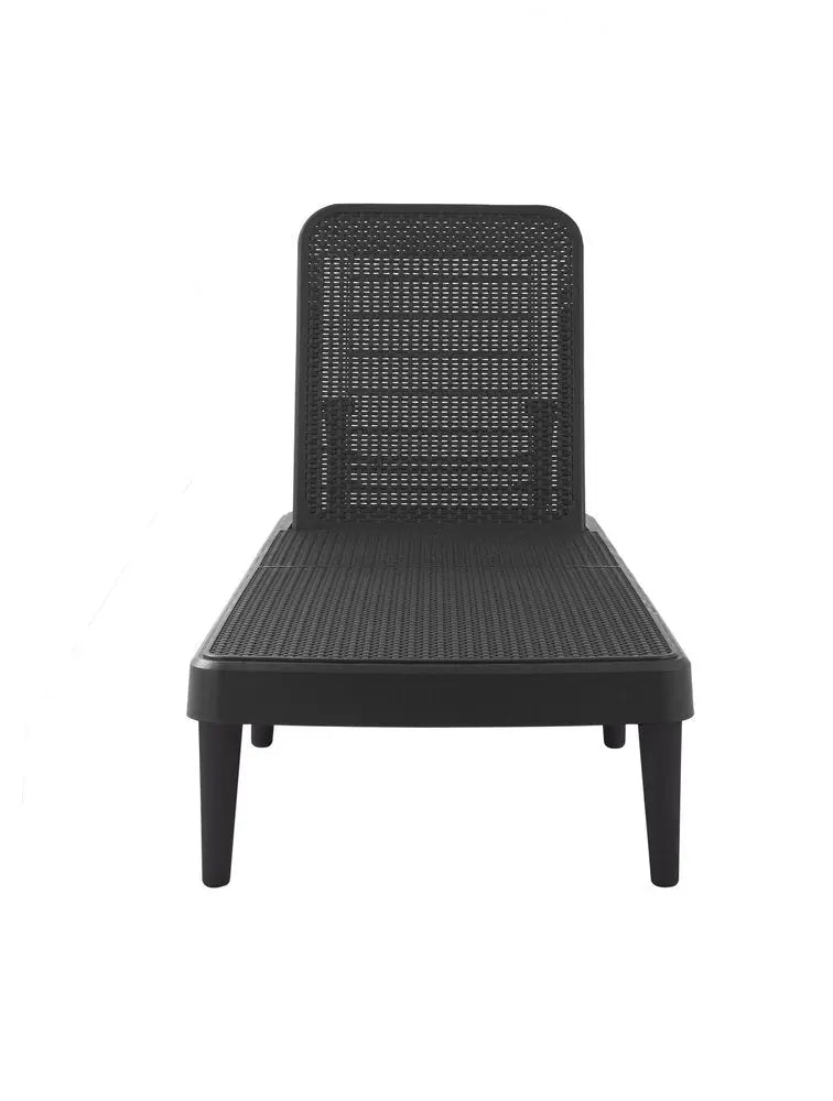 75" Black Heavy Duty Plastic Outdoor Stacking Chaise Lounge - NOBLE HOME INTERIORS