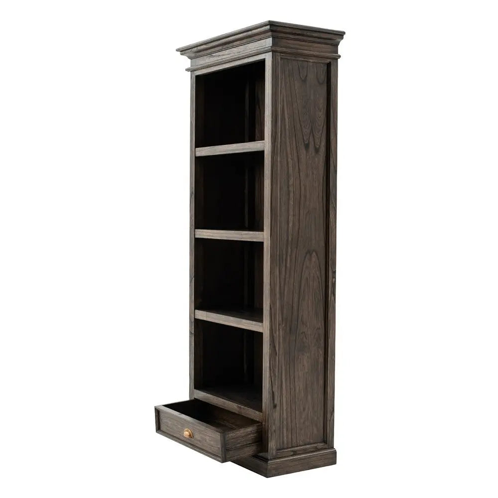 75" Brown and Black Wood Four Tier Bookcase - NOBLE HOME INTERIORS