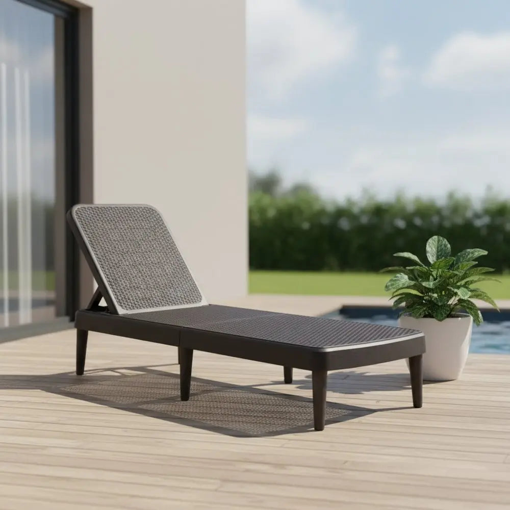 75" Brown Heavy Duty Plastic Outdoor Stacking Chaise Lounge - NOBLE HOME INTERIORS
