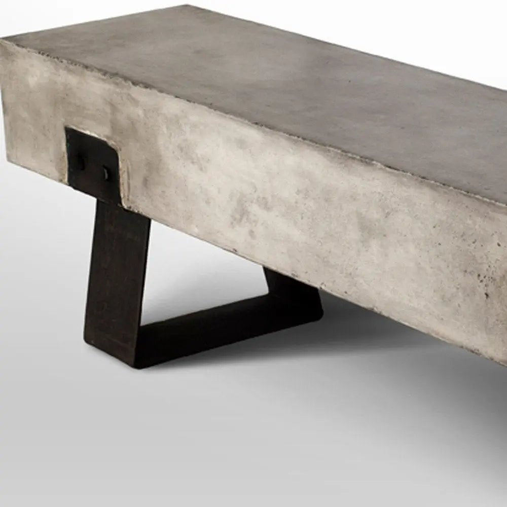 75" Gray and Black Metal and Concrete Indoor Outdoor Bench - NOBLE HOME INTERIORS