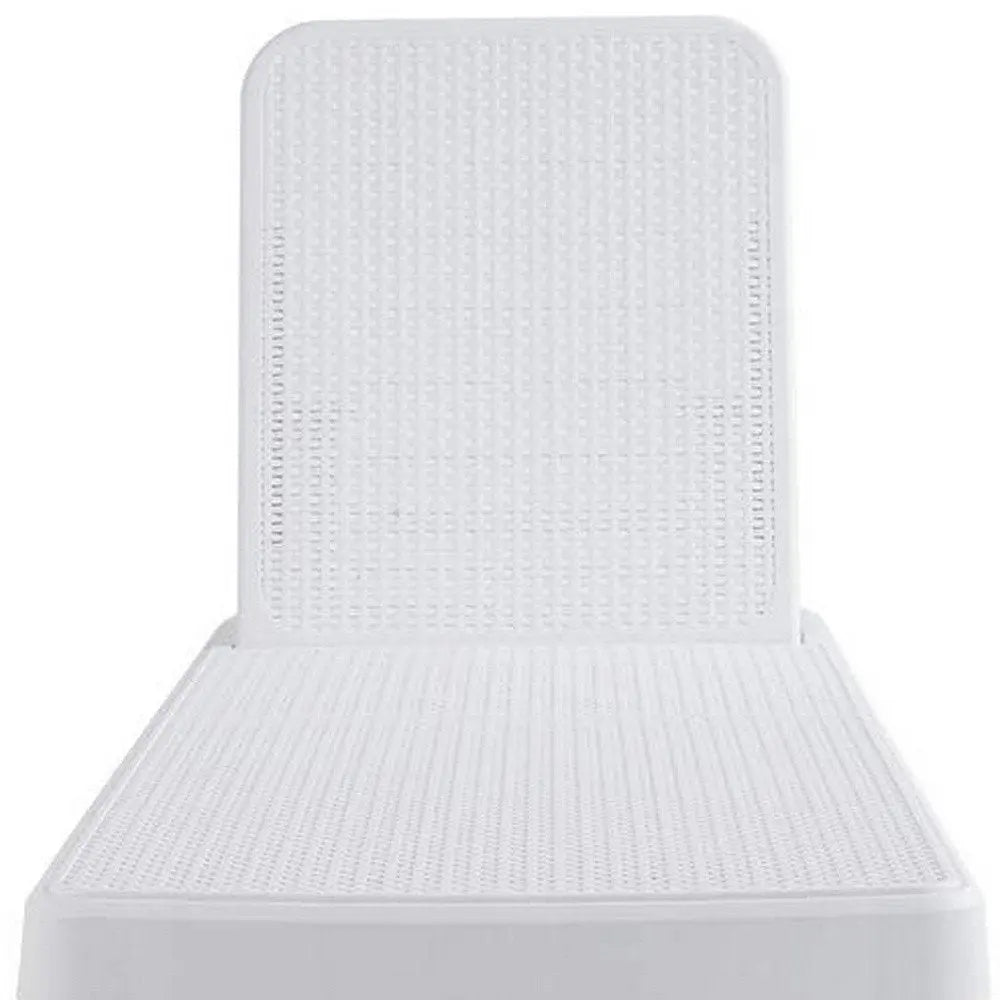 75" White Heavy Duty Plastic Outdoor Stacking Chaise Lounge - NOBLE HOME INTERIORS