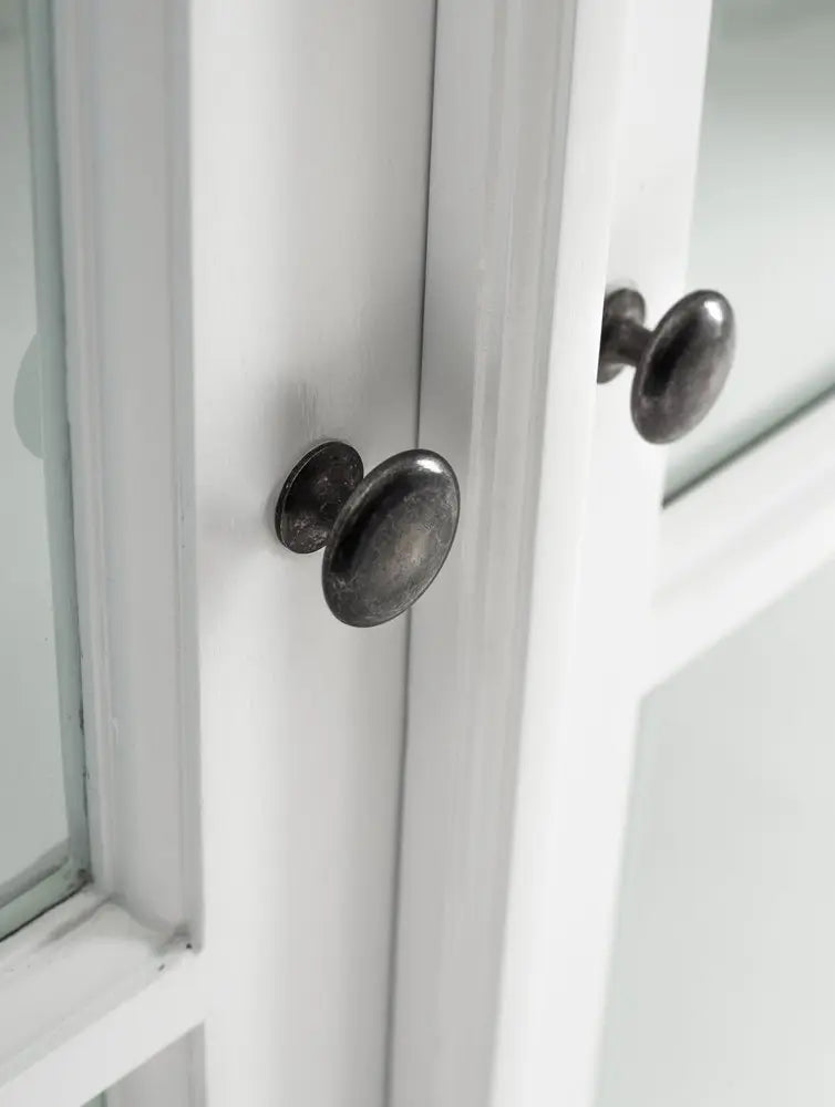 75" White Wood and Glass Double Door Storage Cabinet - NOVA HOME FURNITURE