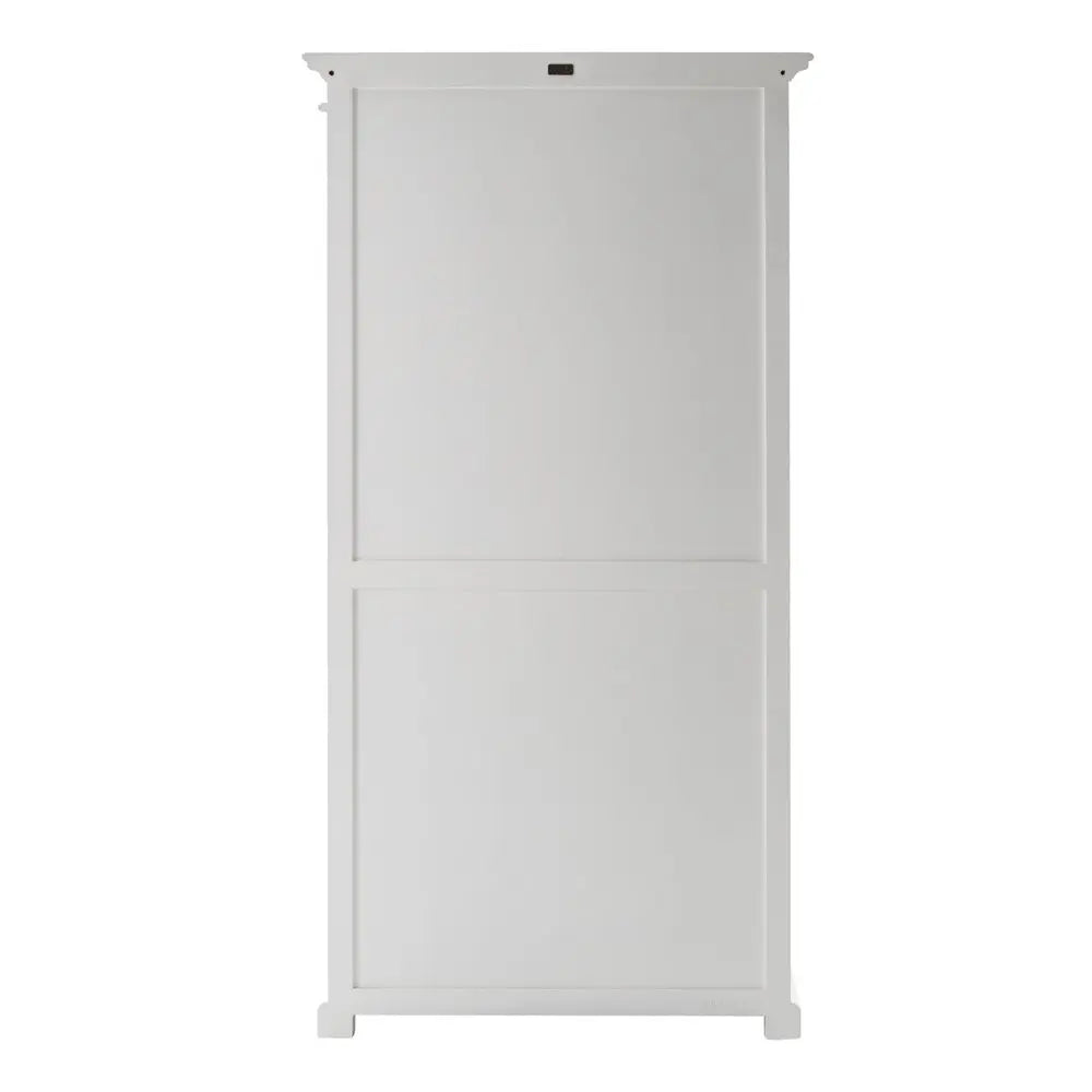 75" White Wood and Glass Double Door Storage Cabinet - NOVA HOME FURNITURE