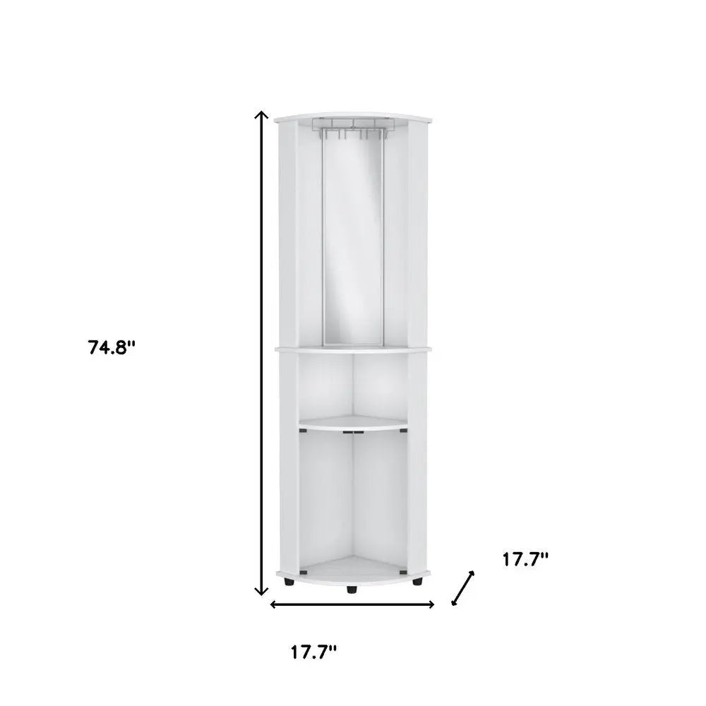 75" White Wood Corner Bar Cabinet With Three Shelves - NOVA HOME FURNITURE