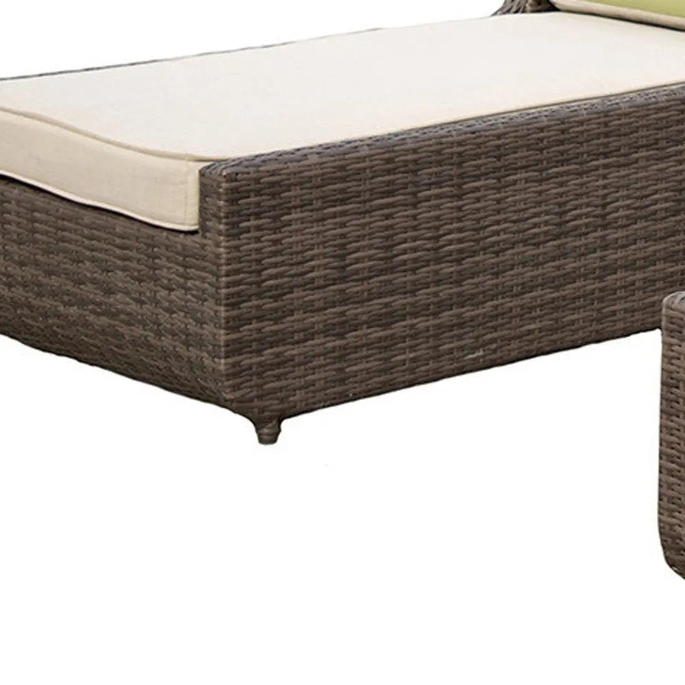 78" Set of Two Brown Indoor Outdoor Chaise Lounge with Beige Cushion - NOBLE HOME INTERIORS