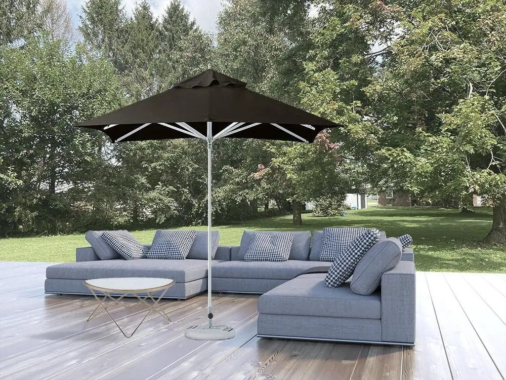 8' Black Polyester Square Market Patio Umbrella - NOBLE HOME INTERIORS