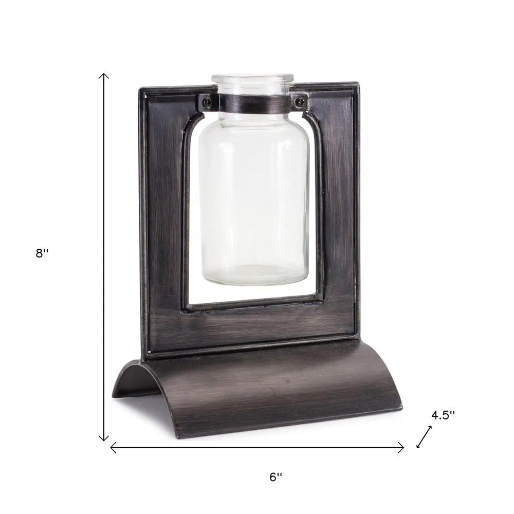 8" Black Round Metal Table Vase - NOBLE HOME INTERIORS