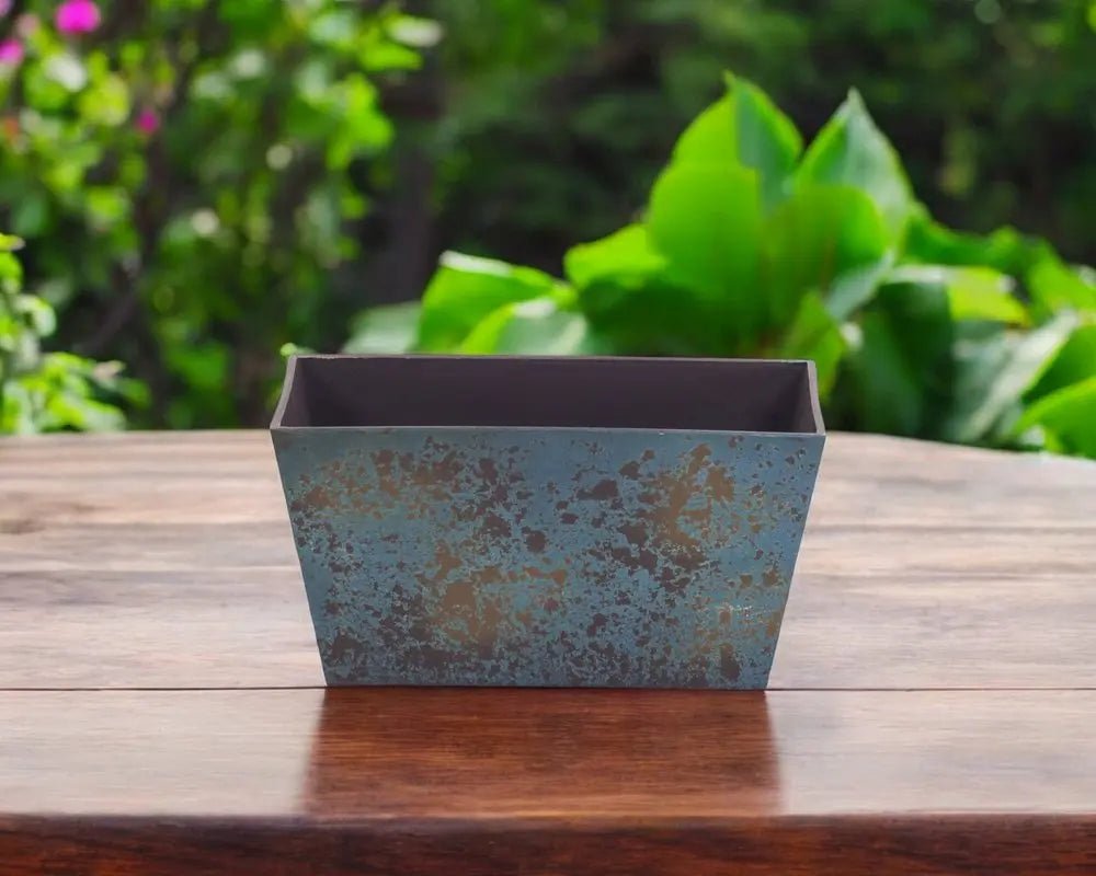 8" Blue Recycled Plastic Indoor Outdoor Rectangular Planter Box - NOBLE HOME INTERIORS