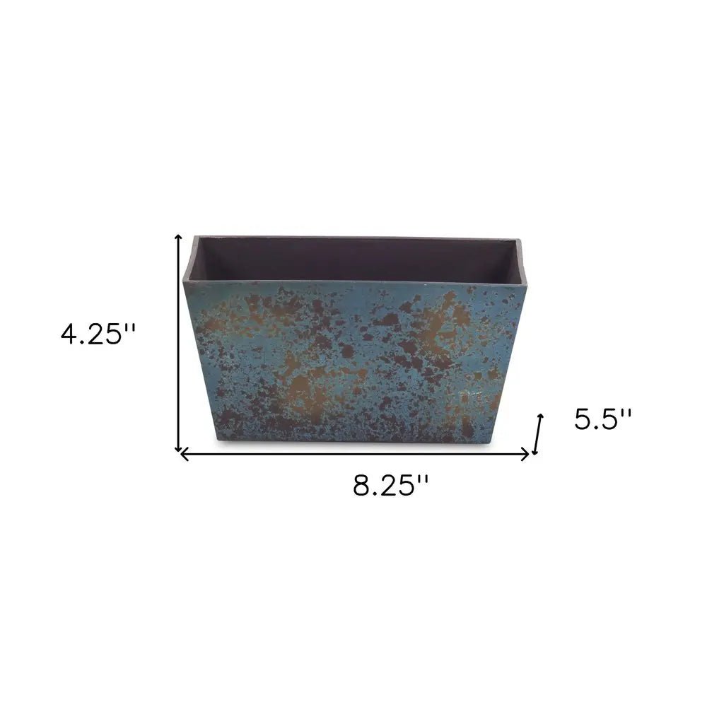 8" Blue Recycled Plastic Indoor Outdoor Rectangular Planter Box - NOBLE HOME INTERIORS