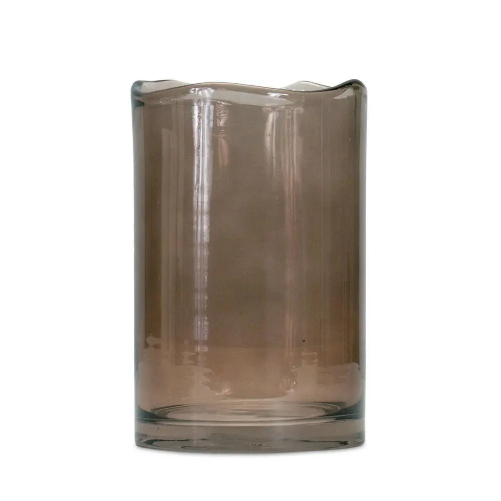 8" Brown Cylinder Glass Table Vase - NOBLE HOME INTERIORS