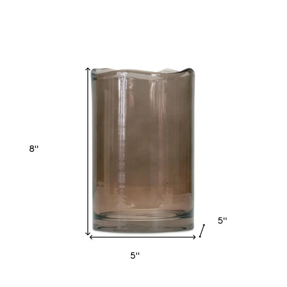 8" Brown Cylinder Glass Table Vase - NOBLE HOME INTERIORS