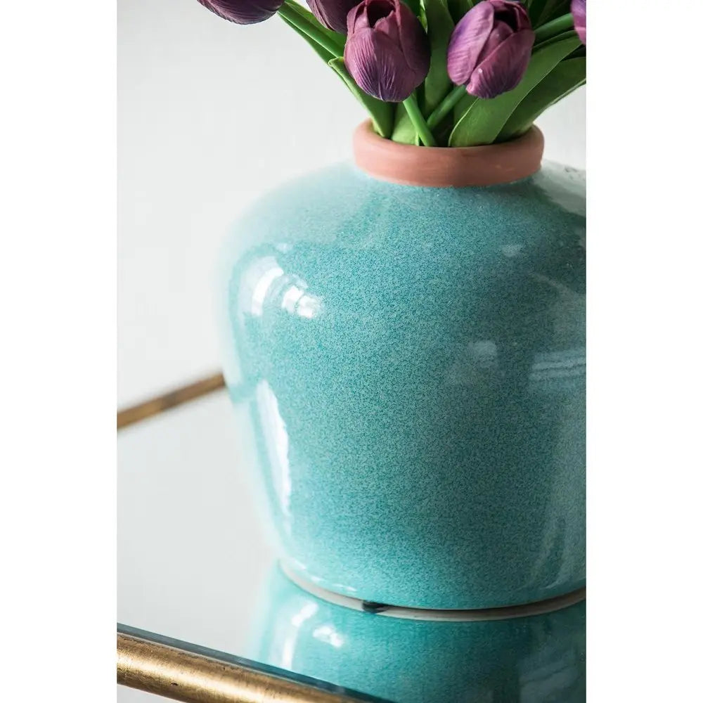 8" Brown Round Ceramic Table Vase - NOBLE HOME INTERIORS