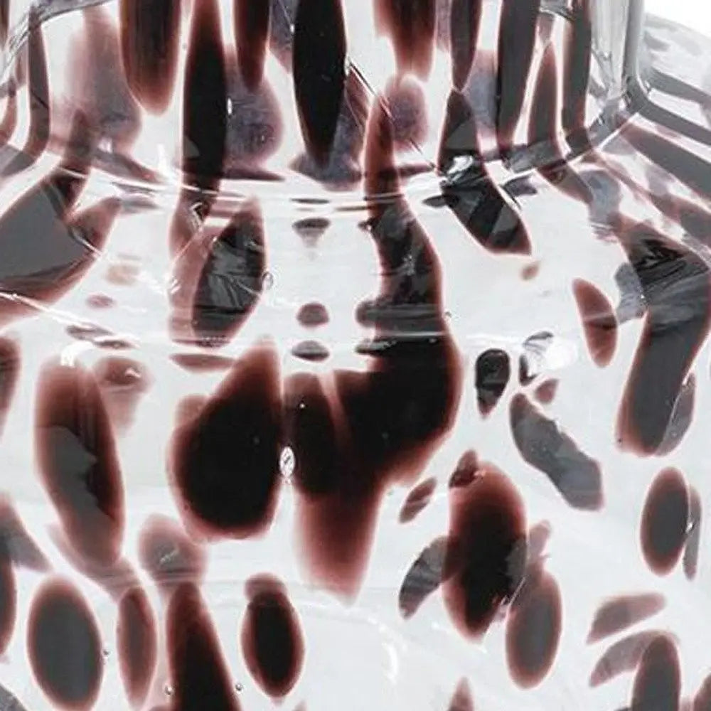 8" Clear Burgundy And Black Abstract Cylinder Glass Table Vase - NOBLE HOME INTERIORS
