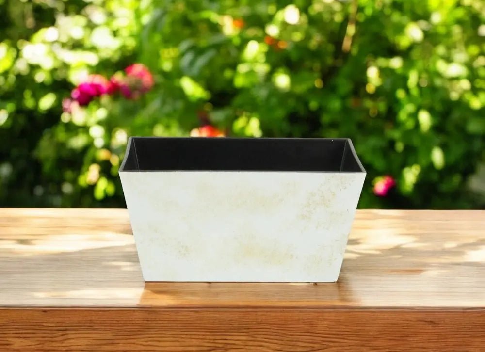 8" Cream Recycled Plastic Indoor Outdoor Rectangular Planter Box - NOBLE HOME INTERIORS