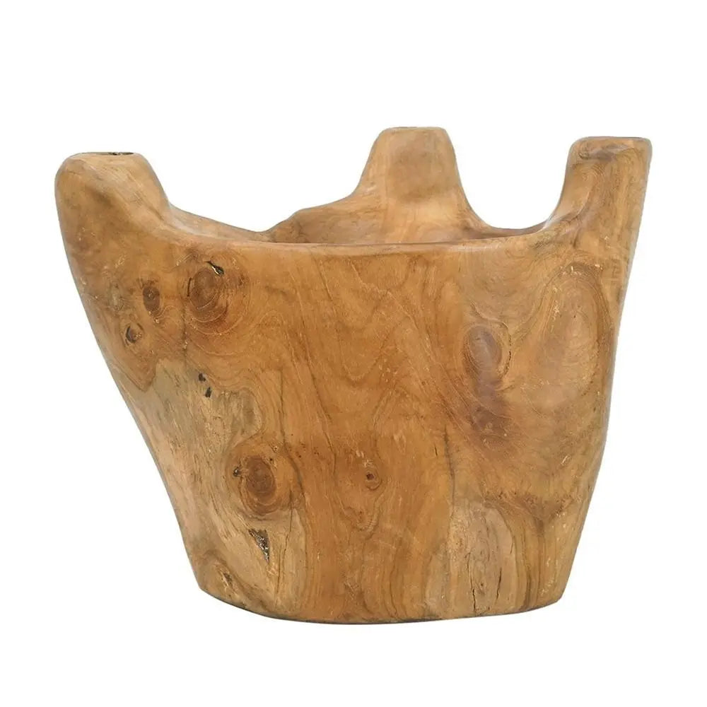 8" Natural Round Solid Wood Table Vase - NOBLE HOME INTERIORS