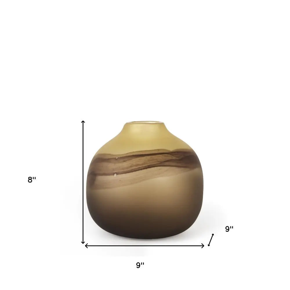 8" Yellow Abstract Cylinder Crystal Glass Table Vase - NOBLE HOME INTERIORS