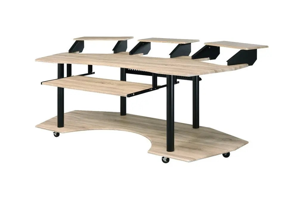 83" Natural and Black Music Recording Studio Desk - NOBLE HOME INTERIORS