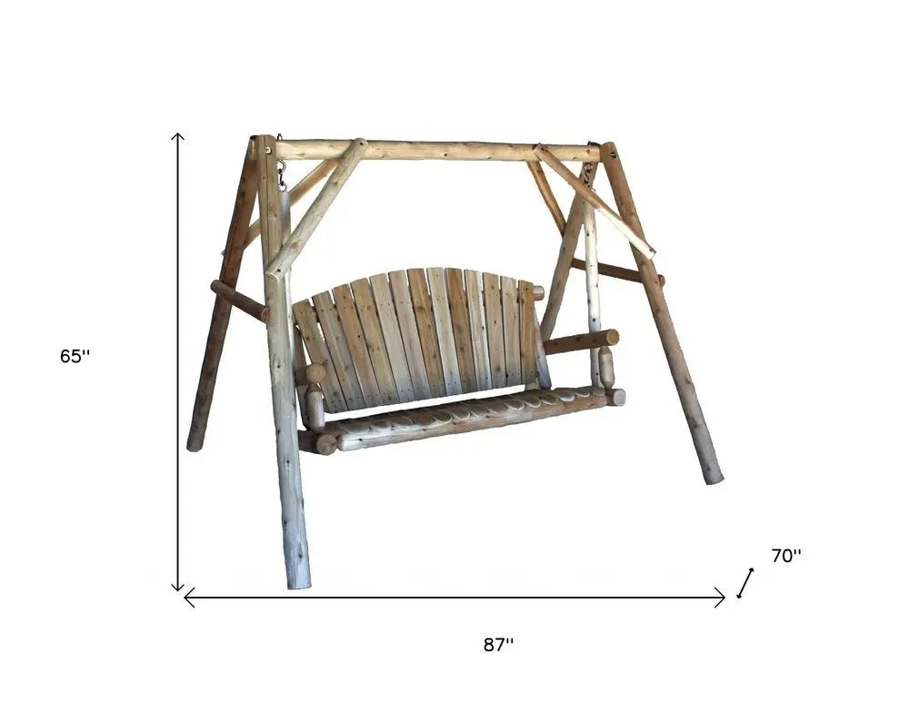 87" Natural Solid Wood Swing Chair - NOBLE HOME INTERIORS