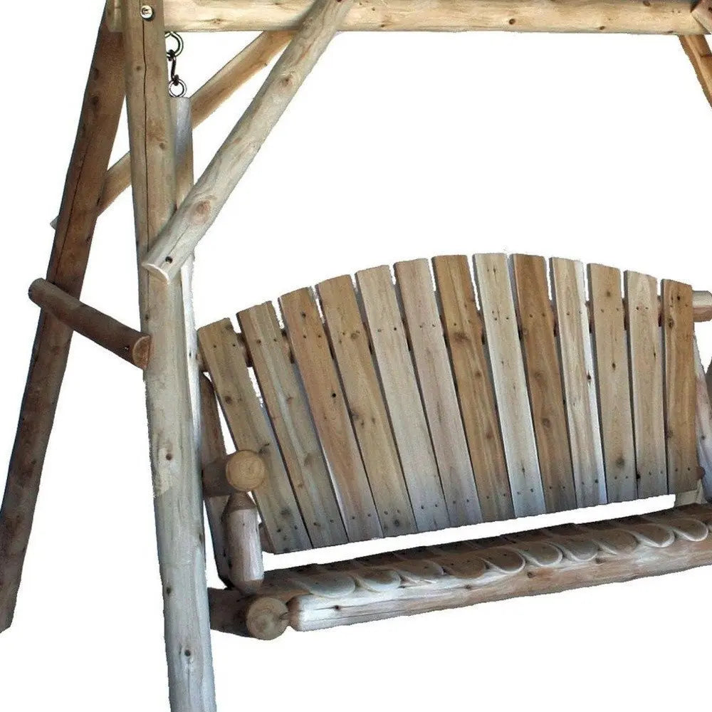87" Natural Solid Wood Swing Chair - NOBLE HOME INTERIORS