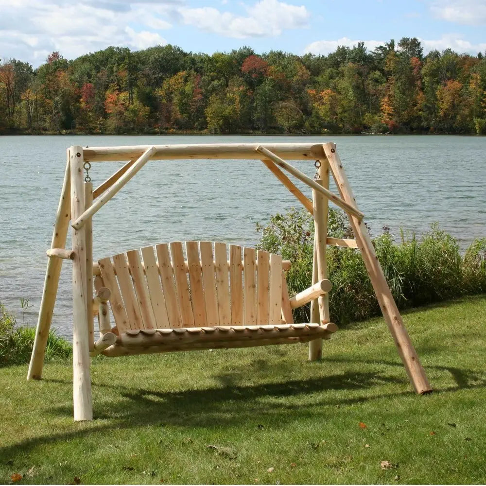 87" Natural Solid Wood Swing Chair - NOBLE HOME INTERIORS
