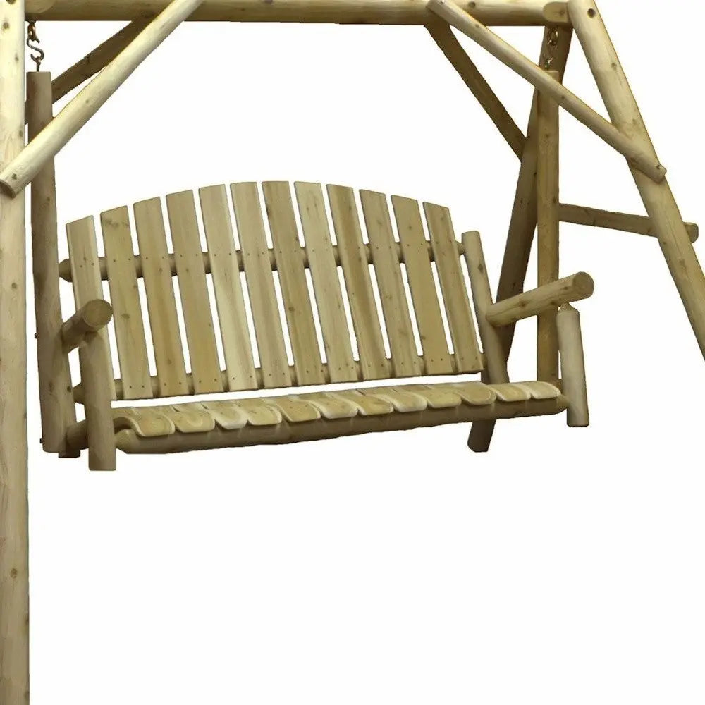 87" Natural Solid Wood Swing Chair - NOBLE HOME INTERIORS