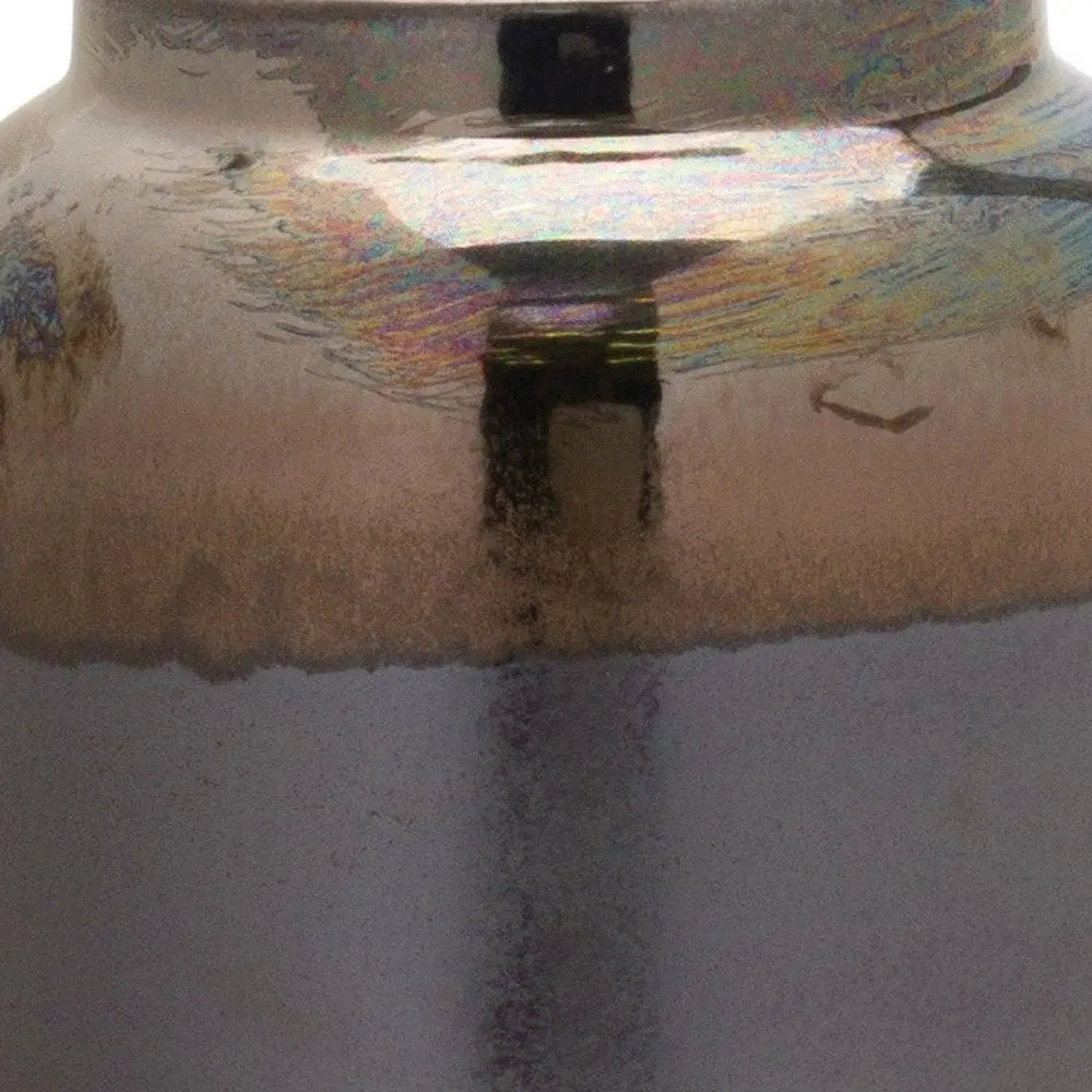 9" Black and Blue Striped Cylinder Clay Table Vase - NOBLE HOME INTERIORS