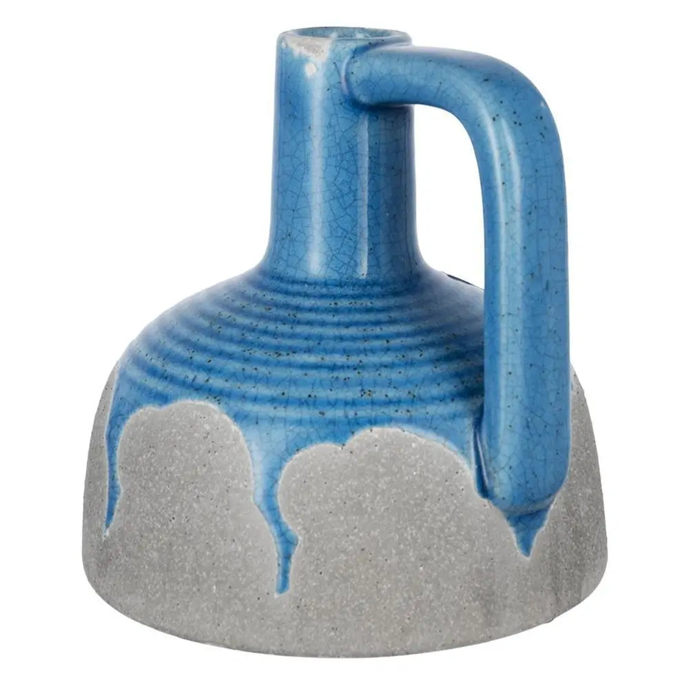 9" Blue and Gray Bud Ceramic Jug Vase With Does Not Apply - NOBLE HOME INTERIORS