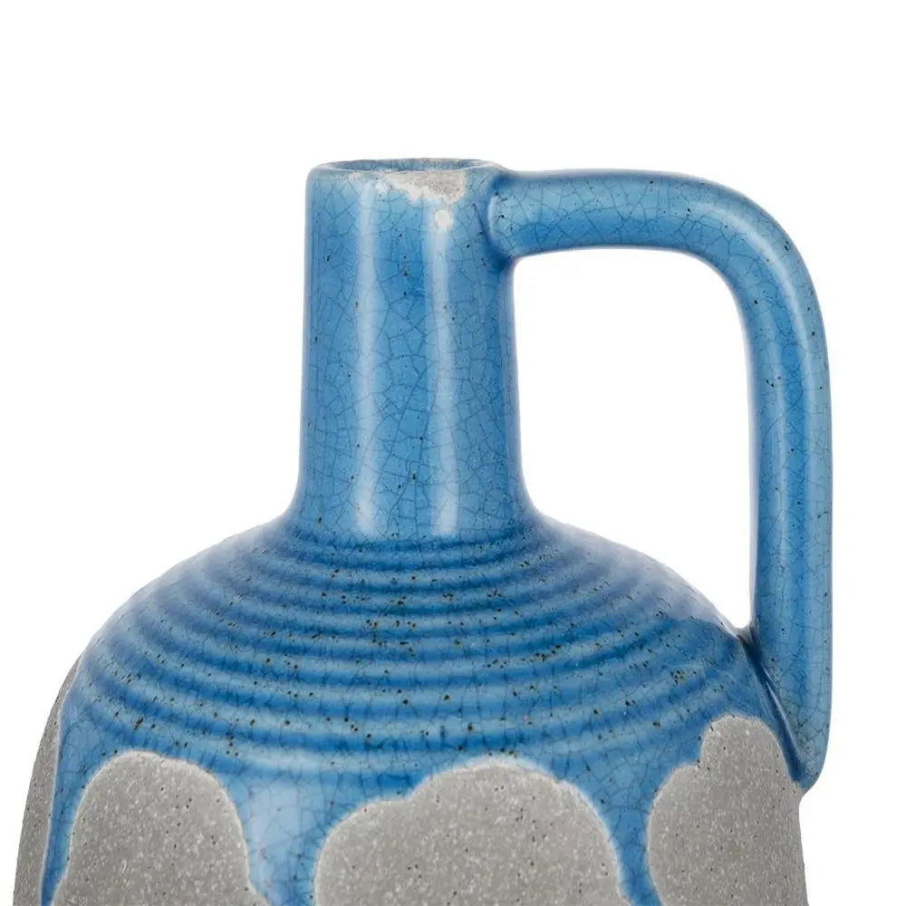 9" Blue and Gray Bud Ceramic Jug Vase With Does Not Apply - NOBLE HOME INTERIORS