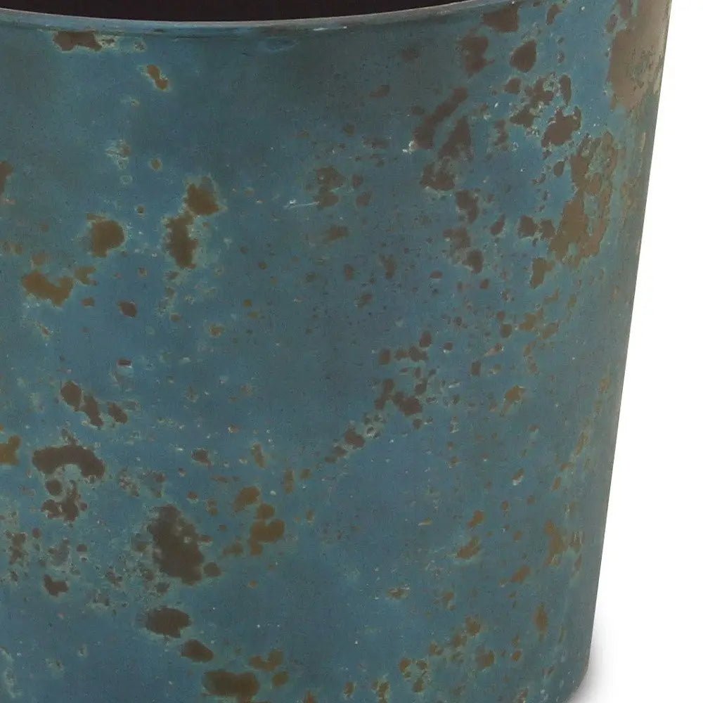 9" Blue Recycled Plastic Indoor Outdoor Round Pot Planter - NOBLE HOME INTERIORS