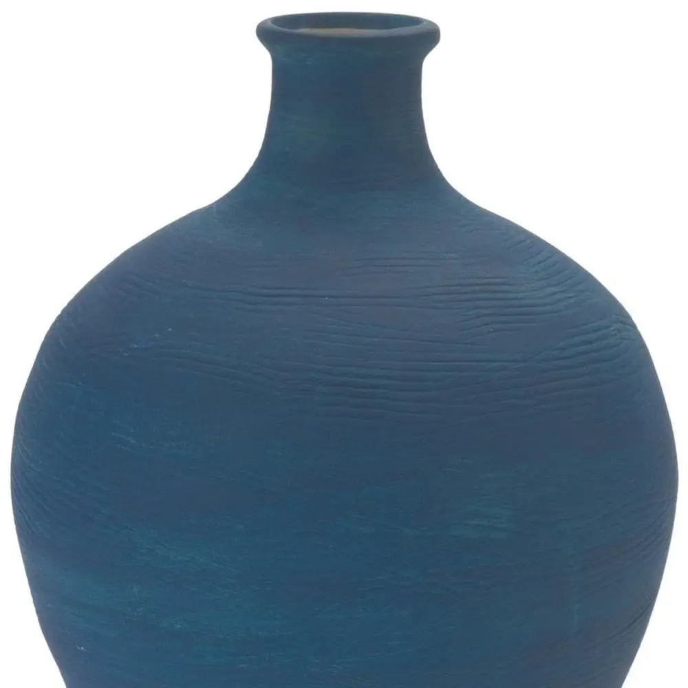 9" Blue Round Ceramic Urn - NOBLE HOME INTERIORS
