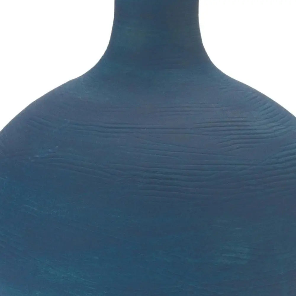 9" Blue Round Ceramic Urn - NOBLE HOME INTERIORS