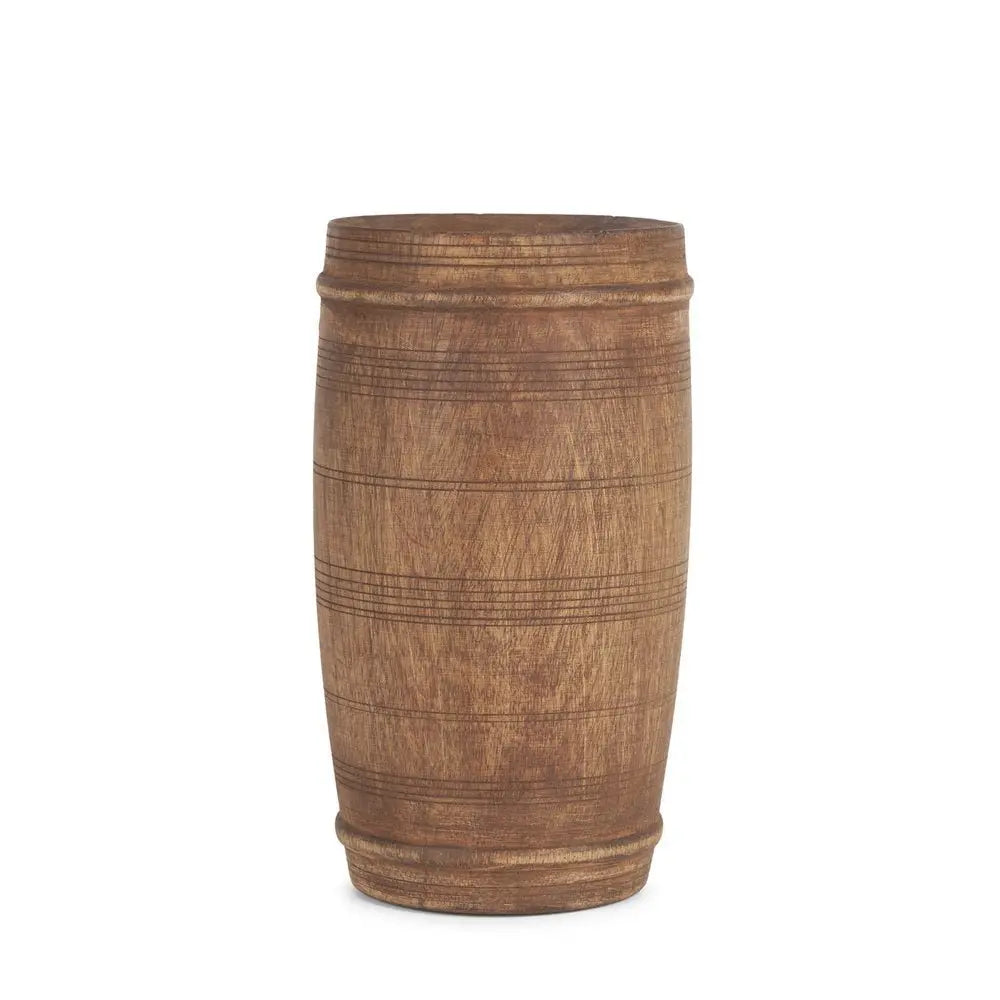 9" Brown Cylinder Solid Wood Table Vase - NOBLE HOME INTERIORS