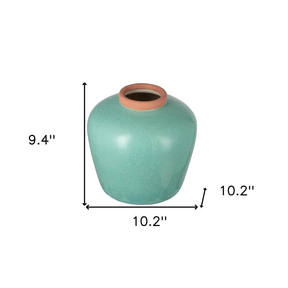 9" Brown Round Ceramic Table Vase - NOBLE HOME INTERIORS