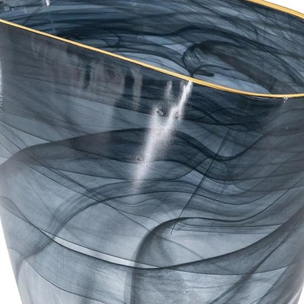 9" Charcoal Abstract Swirl Art Glass Table Vase - NOBLE HOME INTERIORS