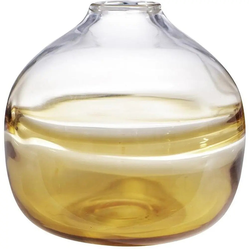 9" Clear And Brown Ombre Round Glass Table Vase - NOBLE HOME INTERIORS